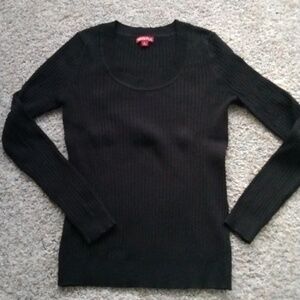 Women's Black Ribbed Sweater L